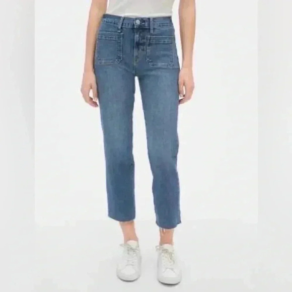GAP Cheeky Straight Jeans High Rise Mariner Medium Indigo Blue Size  25 - Picture 1 of 15